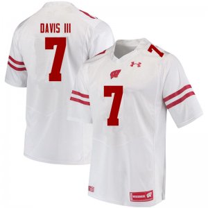 Men's Wisconsin Badgers NCAA #7 Danny Davis III White Authentic Under Armour Stitched College Football Jersey IR31H86KM
